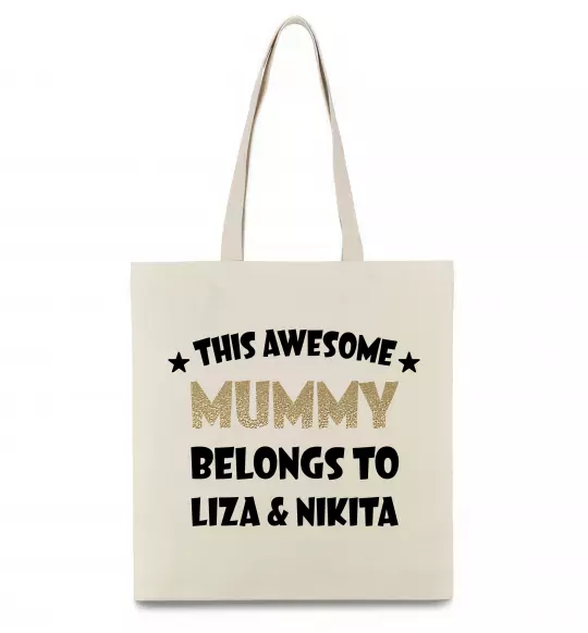 Эко-сумка This mummy belongs to Liza and Nikita Бежевый фото