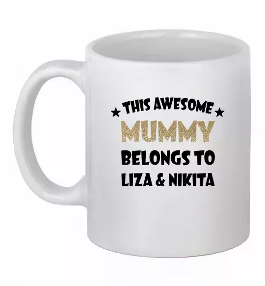 Чашка керамическая This mummy belongs to Liza and Nikita Белый фото