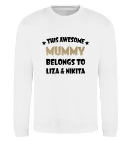 Свитшот This mummy belongs to Liza and Nikita Белый фото