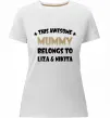 Женская премиум футболка This mummy belongs to Liza and Nikita Белый фото