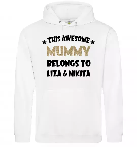Женская толстовка (худи) This mummy belongs to Liza and Nikita Белый фото
