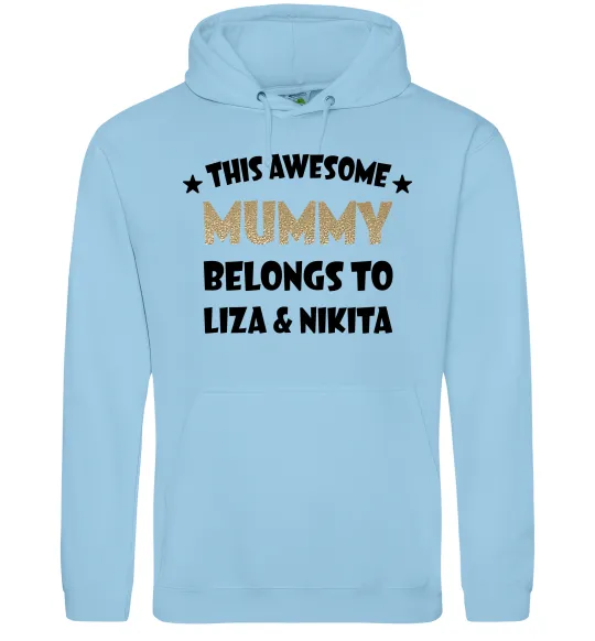 Жіноча толстовка (худі) This mummy belongs to Liza and Nikita Блакитний фото