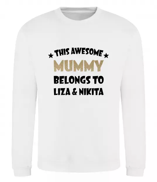 Свитшот This mummy belongs to Liza and Nikita Белый фото