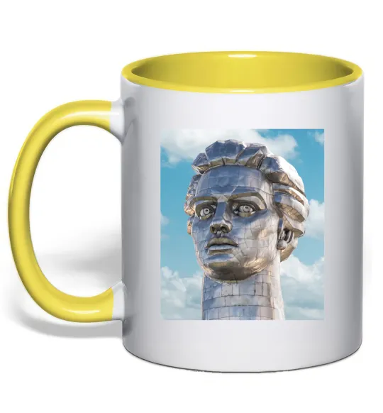 Чашка с цветной ручкой Батьківщина-Мати портрет Лимонный фото