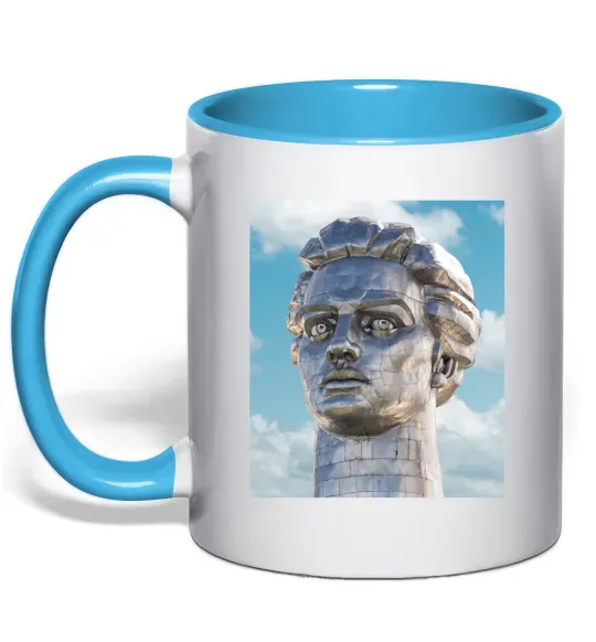 Чашка з кольоровою ручкою Батьківщина-Мати портрет Блакитний фото