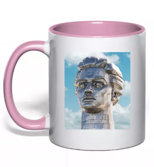 Чашка з кольоровою ручкою Батьківщина-Мати портрет Ніжно рожевий фото