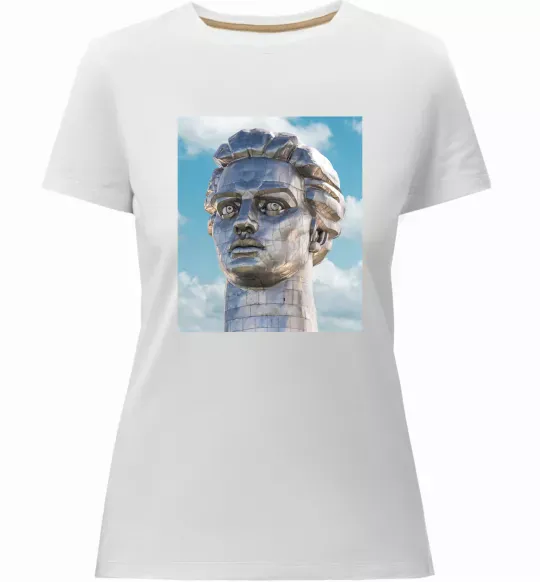 Жіноча преміум футболка Батьківщина-Мати портрет Білий фото