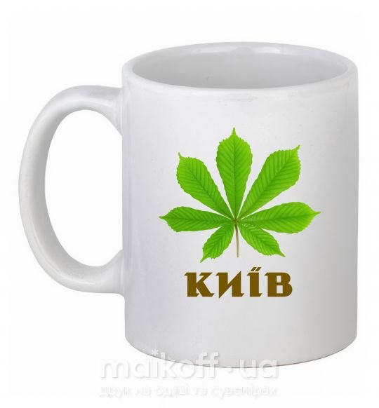 Чашка керамічна Київ каштан Білий фото