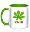 Чашка з кольоровою ручкою Київ каштан Зелений фото