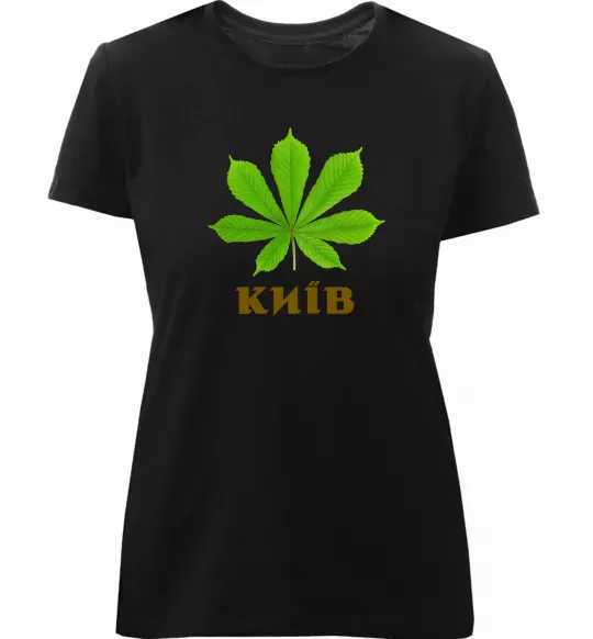 Женская премиум футболка Київ каштан Черный фото