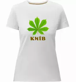 Женская премиум футболка Київ каштан емблема Белый фото
