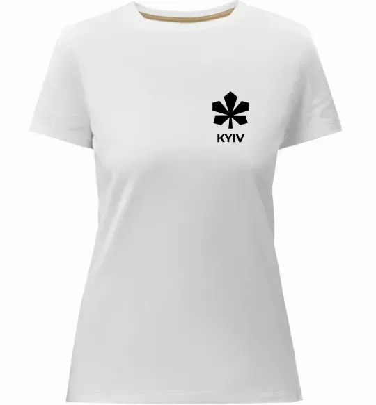 Женская премиум футболка Київ каштан емблема Белый фото