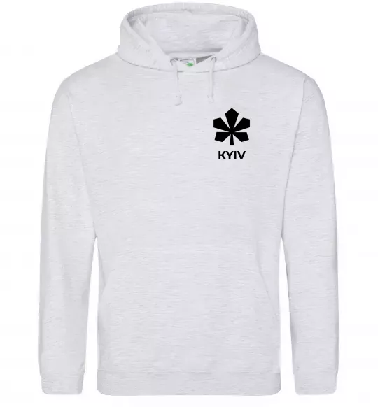Мужская толстовка (худи) Київ каштан емблема Серый меланж фото