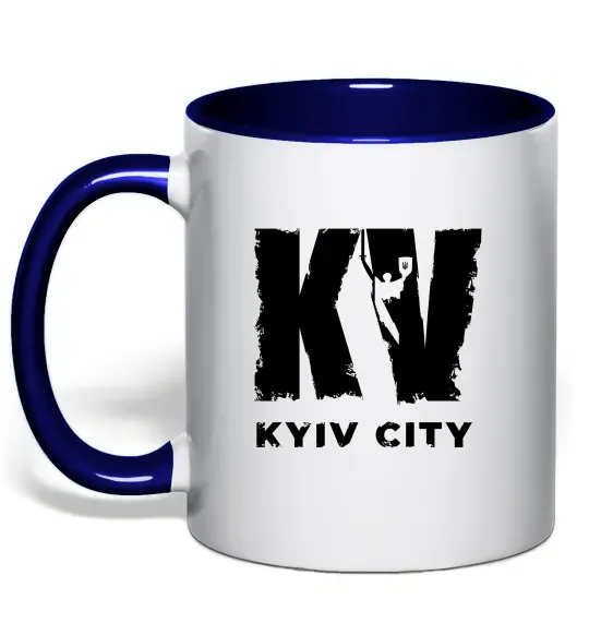 Чашка с цветной ручкой KV Kyiv City Глубокий темно-синий фото