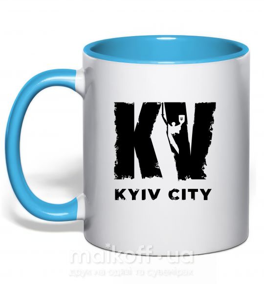 Чашка с цветной ручкой KV Kyiv City Голубой фото