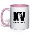 Чашка з кольоровою ручкою KV Kyiv City Ніжно рожевий фото