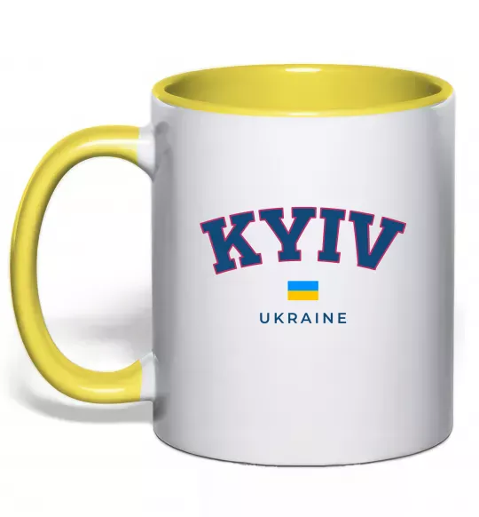 Чашка с цветной ручкой Kyiv Ukraine Солнечно желтый фото