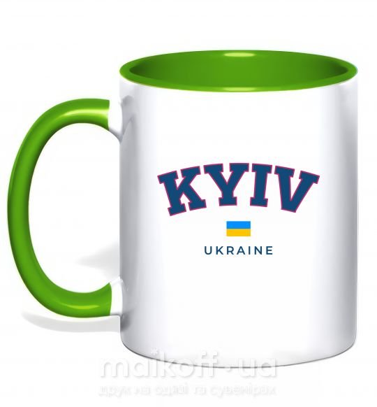Чашка з кольоровою ручкою Kyiv Ukraine Зелений фото
