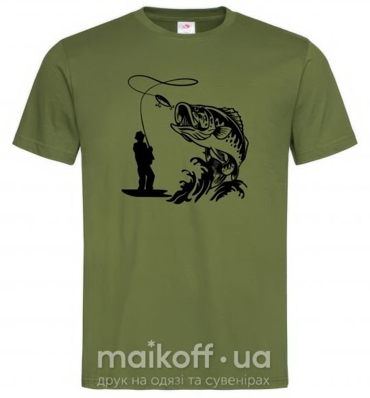 Мужская футболка Большая рыбина 3 XL Оливковый фото