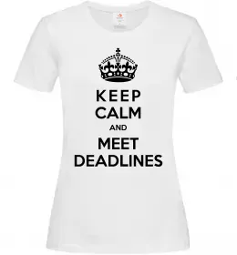 Жіноча футболка Meet deadlines XS Білий фото