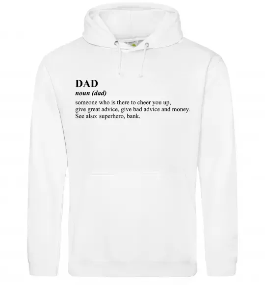 Мужская толстовка (худи) Dad superhero bank Белый фото