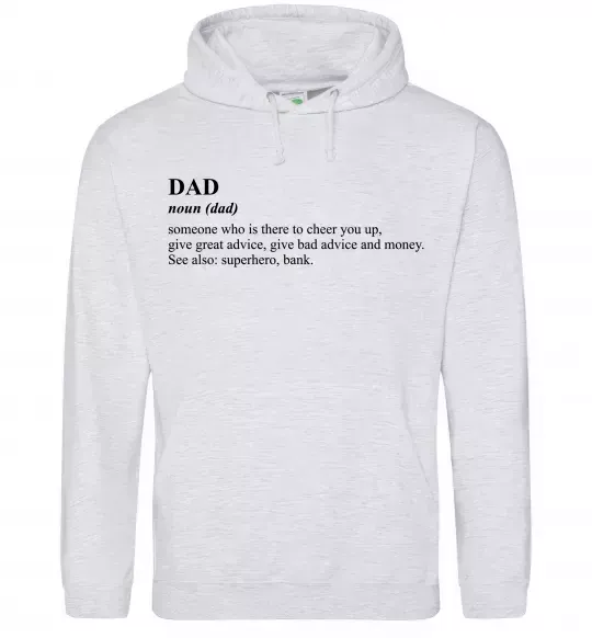 Мужская толстовка (худи) Dad superhero bank Серый меланж фото
