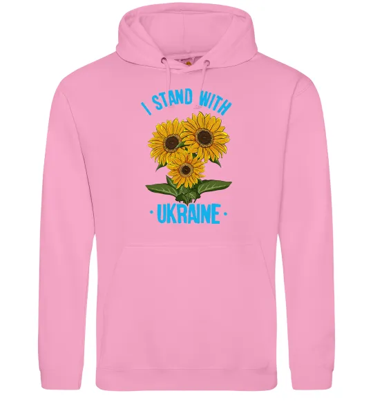 Женская толстовка (худи) I stand with Ukraine sunflower Розовый фото