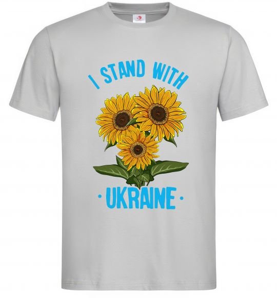 Чоловіча футболка I stand with Ukraine sunflower Сірий фото