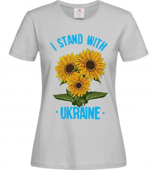 Жіноча футболка I stand with Ukraine sunflower Сірий фото