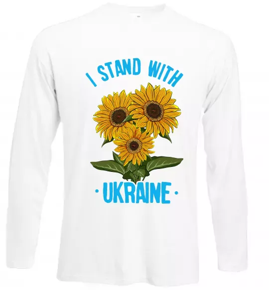 Лонгслив I stand with Ukraine sunflower Белый фото