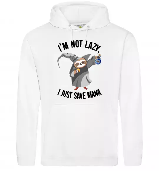 Женская толстовка (худи) I`m not lazy, i just save mana Белый фото