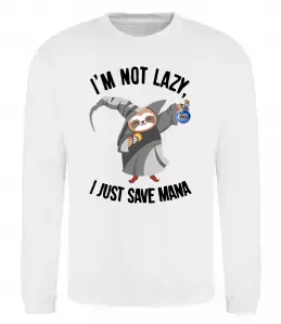 Свитшот I`m not lazy, i just save mana Белый фото