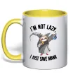 Чашка с цветной ручкой I`m not lazy, i just save mana Лимонный фото