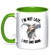 Чашка з кольоровою ручкою I`m not lazy, i just save mana Зелений Чашка з кольоровою ручкою I`m not lazy, i just save mana Зелений фото