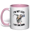 Чашка з кольоровою ручкою I`m not lazy, i just save mana Ніжно рожевий Чашка з кольоровою ручкою I`m not lazy, i just save mana Ніжно рожевий фото