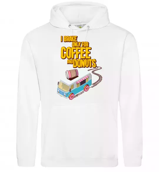 Мужская толстовка (худи) Brake for coffee and donuts Белый фото