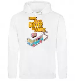 Женская толстовка (худи) Brake for coffee and donuts Белый фото