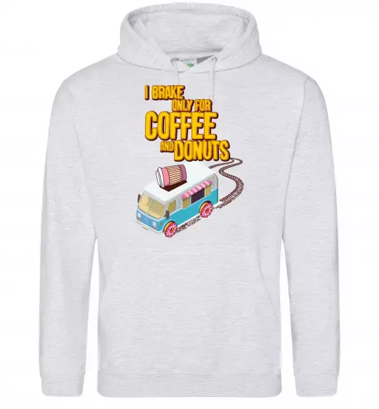 Жіноча толстовка (худі) Brake for coffee and donuts Сірий меланж фото