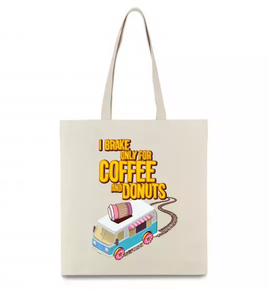 Еко-сумка Brake for coffee and donuts Бежевий фото