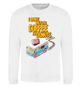 Свитшот Brake for coffee and donuts Белый фото