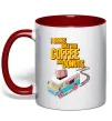 Чашка з кольоровою ручкою Brake for coffee and donuts Червоний Чашка з кольоровою ручкою Brake for coffee and donuts Червоний фото