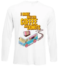 Лонгслив Brake for coffee and donuts Белый фото