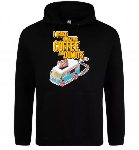 Мужская толстовка (худи) Brake for coffee and donuts Черный фото