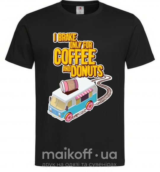 Мужская футболка Brake for coffee and donuts Черный фото