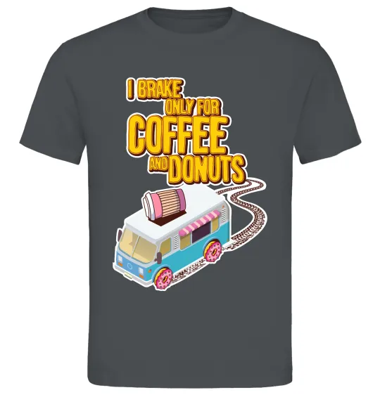 Мужская футболка Brake for coffee and donuts Графит фото