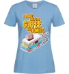 Женская футболка Brake for coffee and donuts Голубой фото