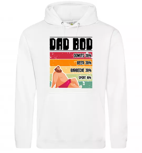 Мужская толстовка (худи) DAD BOD Белый фото