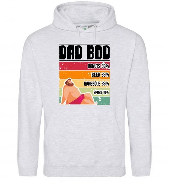 Чоловіча толстовка (худі) DAD BOD Сірий меланж фото