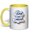 Чашка з кольоровою ручкою Keep calm drink coffee Лимонний Чашка з кольоровою ручкою Keep calm drink coffee Лимонний фото
