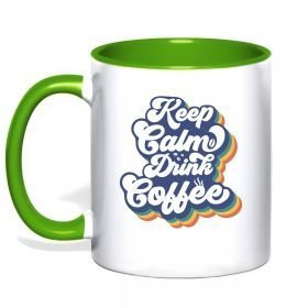 Чашка с цветной ручкой Keep calm drink coffee